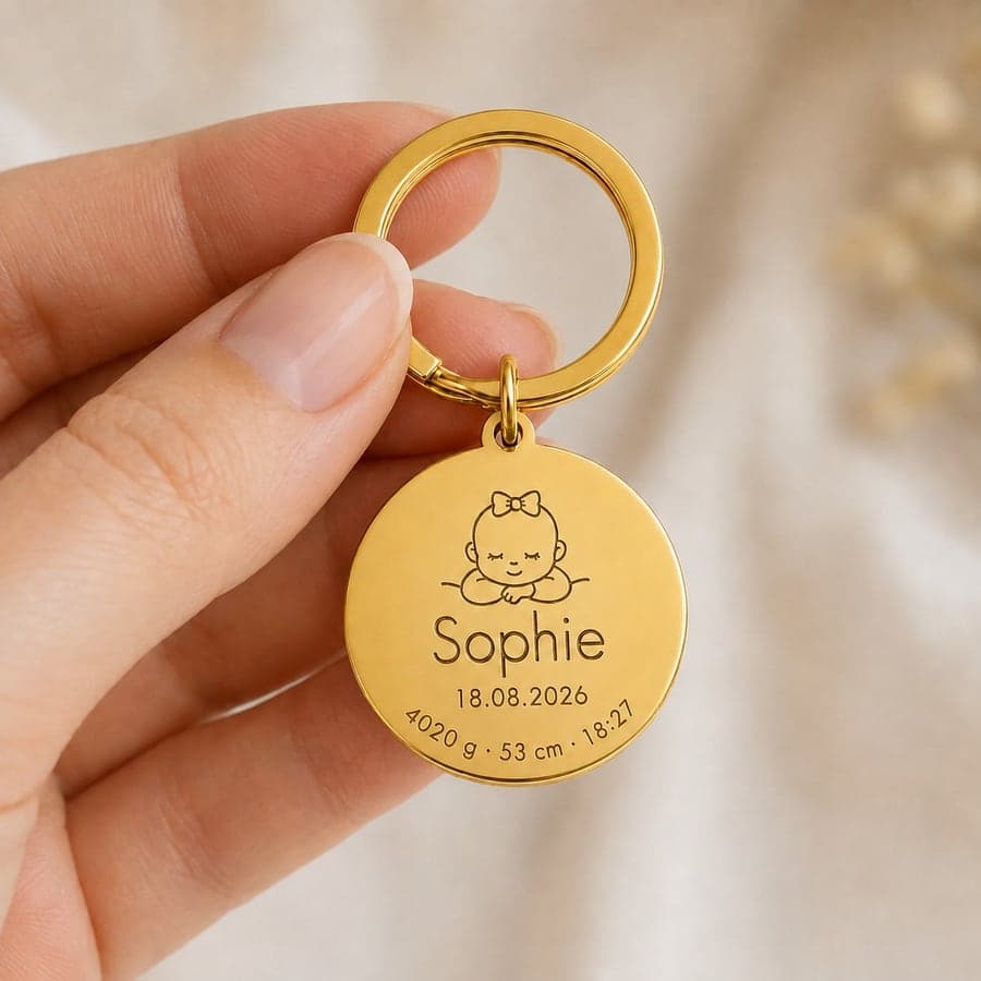 Sleutelhanger met babygegevens