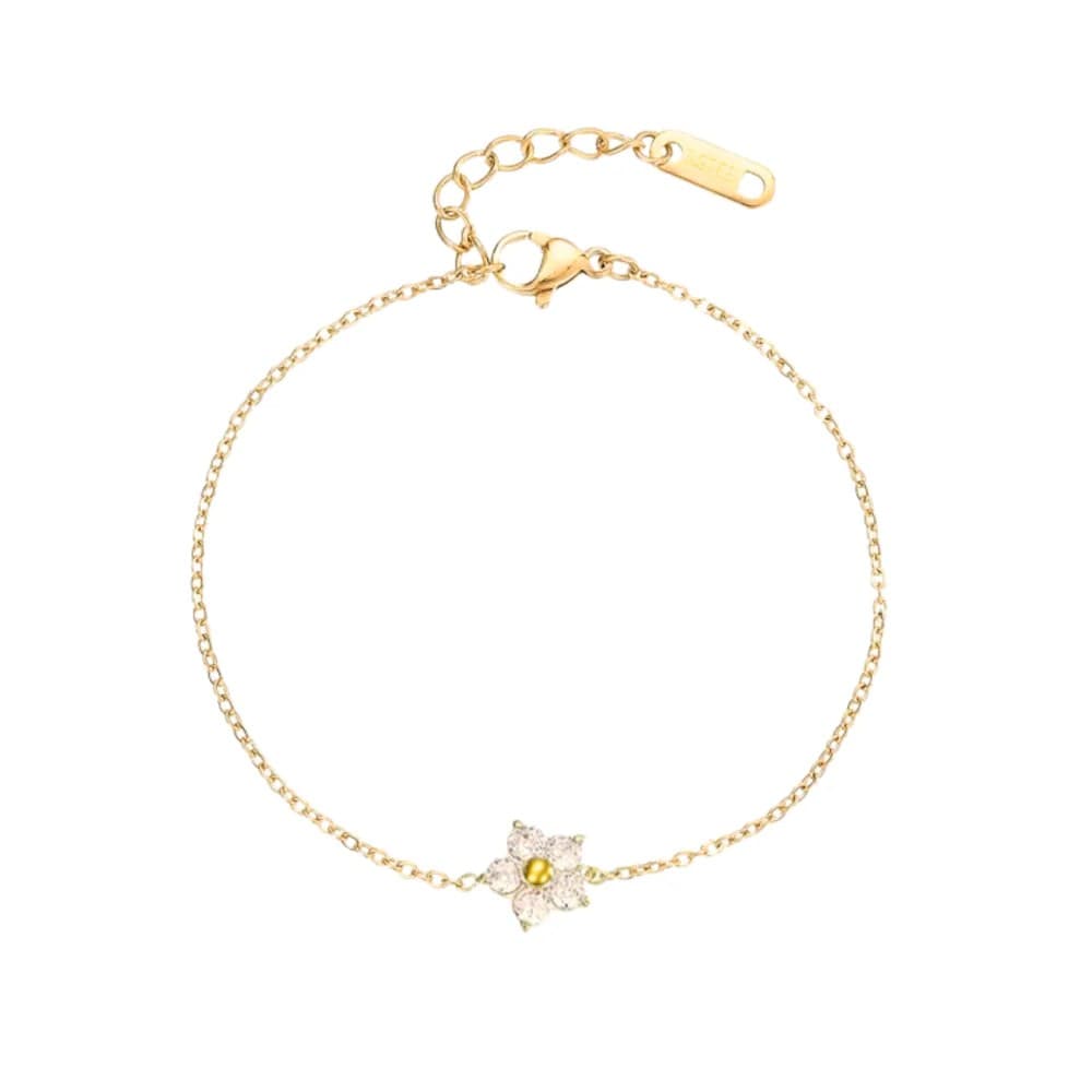 Armband Kristal Bloem wit