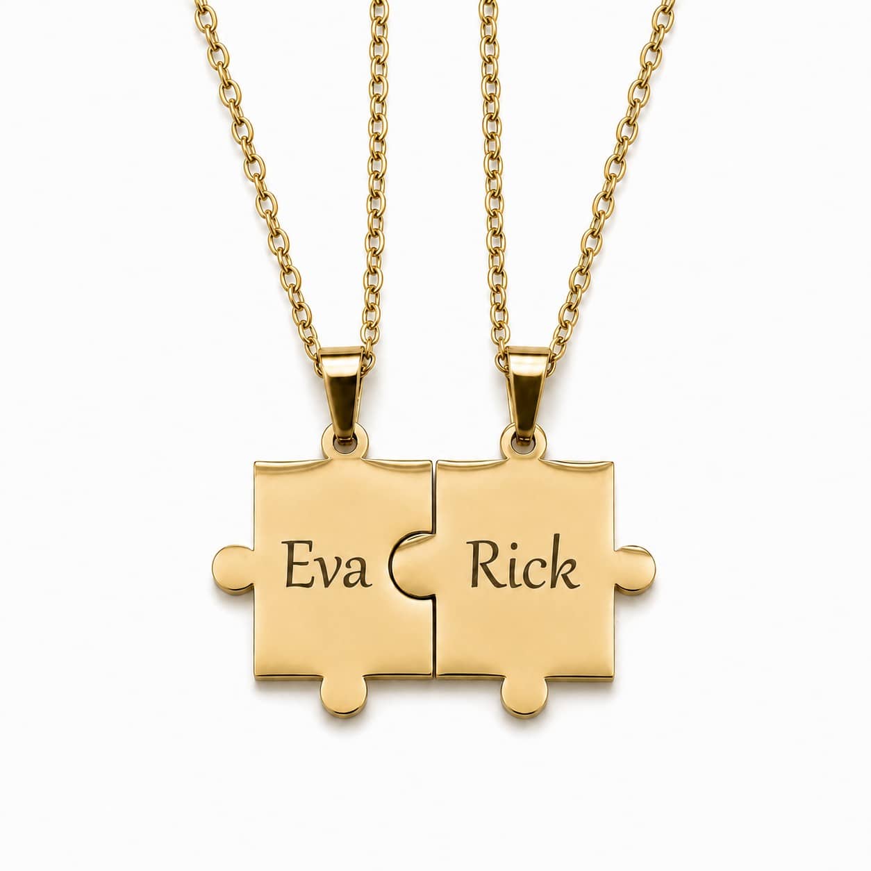 Charlery Ketting Set Grote Puzzelstukjes goud