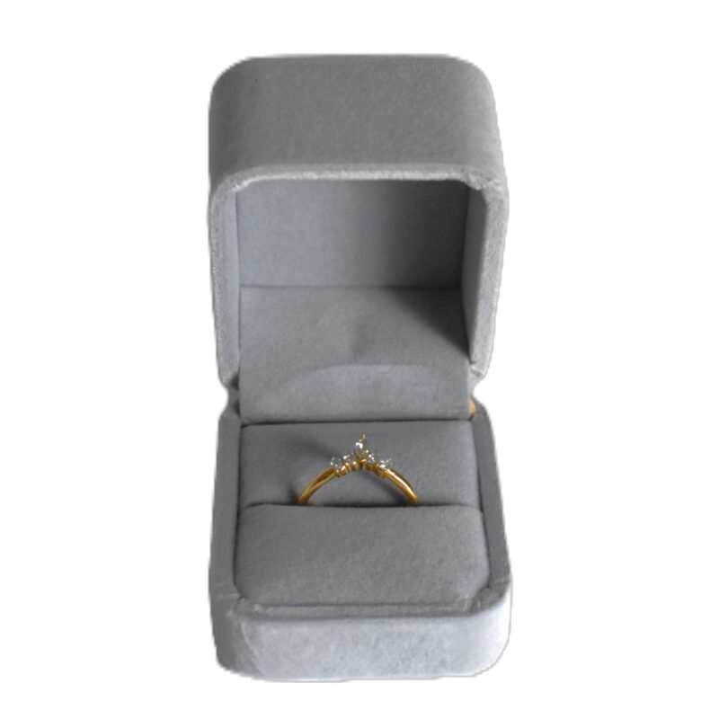 Ringdoosje Vierkant Velvet Grijs