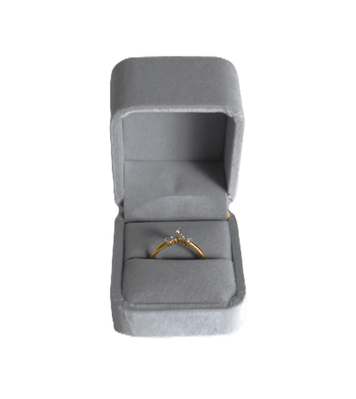Ringdoosje Vierkant Velvet Grijs