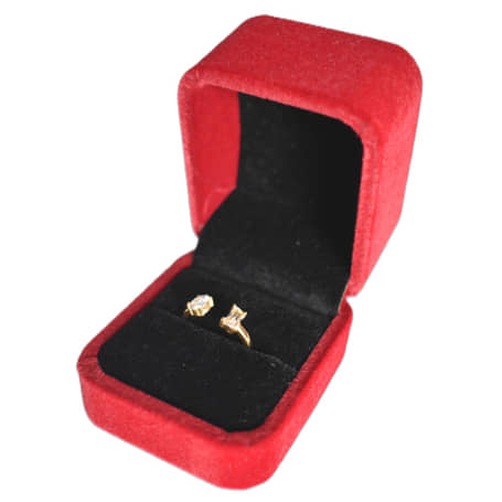 Ringdoosje Vierkant Velvet Rood