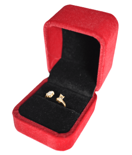 Ringdoosje Vierkant Velvet Rood