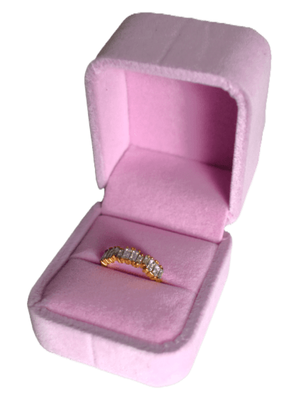 Ringdoosje Vierkant Velvet Roze