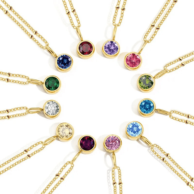 Charlery Ketting Geboortemaand steen goud en zilver