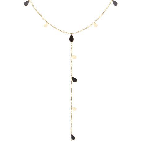 Charlery lange goud kleurige Ketting Milou met zwarte bedels