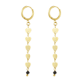 Charlery lange Oorbellen Eternal Love met vijf hartjes en een zwarte kraal