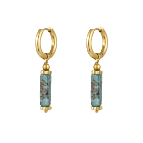 Charlery Oorbellen Hayley goud blauw natuursteen hanger