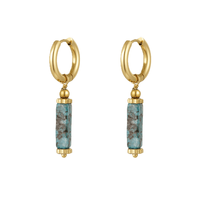 Charlery Oorbellen Hayley goud blauw natuursteen hanger