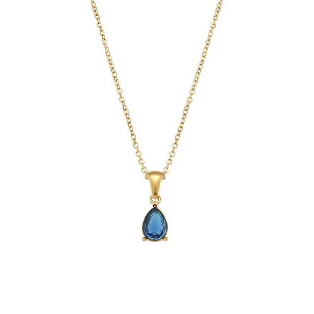 Charlery Ketting Druppel Blauw goud
