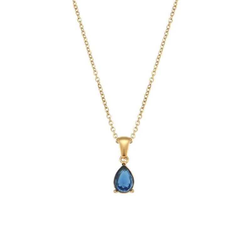 Charlery Ketting Druppel Blauw goud