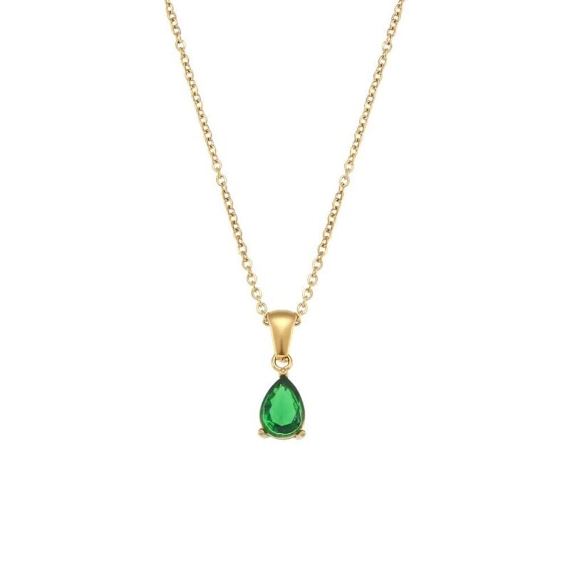 Charlery Ketting Druppel groen goud