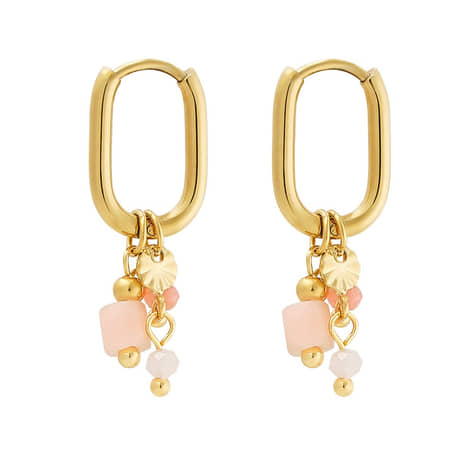 Charlery Oorbellen Ciara roze hoops goud