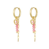 Charlery Oorbellen Kate roze hoops hangers hart kralen