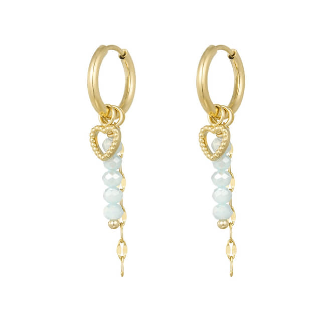 Charlery Oorbellen Kate wit hart hoops steentjes