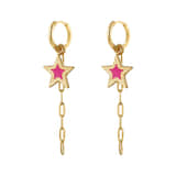 Charlery Oorbellen Sarah ster goud roze lang schakelketting