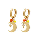 Charlery Oorbellen Sweet Dreams maan diamant kralen goud hoops