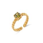 Charlery Ring Anna groen verstelbaar goud gevlochten