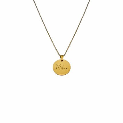 Charlery Graveerbare Ketting Munt Naam goud