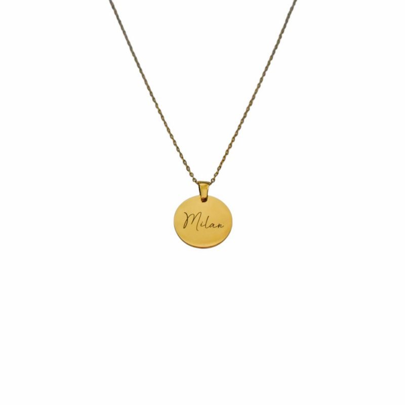 Charlery Graveerbare Ketting Munt Naam goud