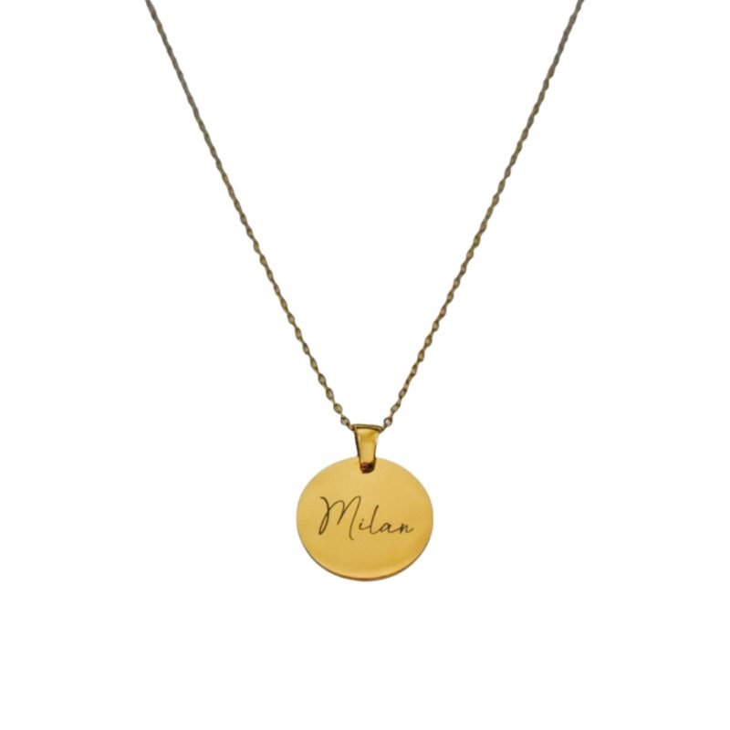 Graveerbare Ketting Munt Naam goud