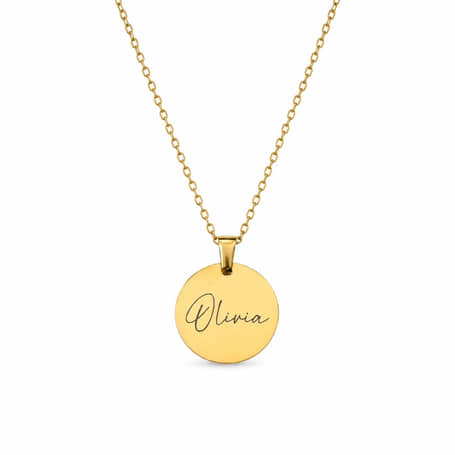 Graveerbare Naam Ketting Munt goud
