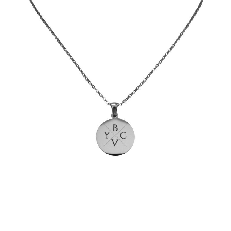 Charlery Graveerbare Ketting met 4 Initialen Munt zilver