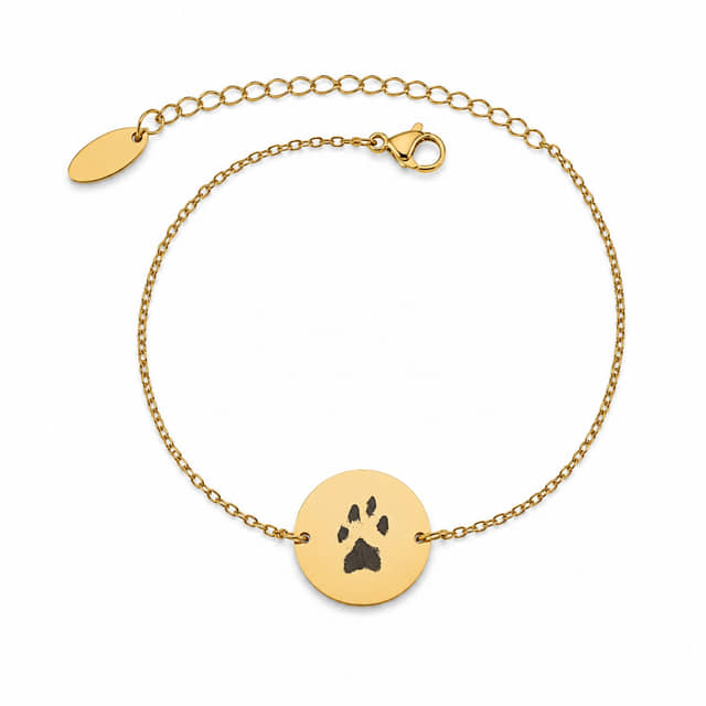 Graveerbare Munt Armband Pootafdruk goud