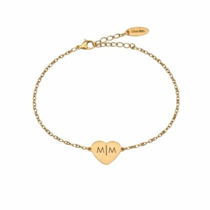 Charlery Graveerbare Hart Armband met 2 Initialen goud