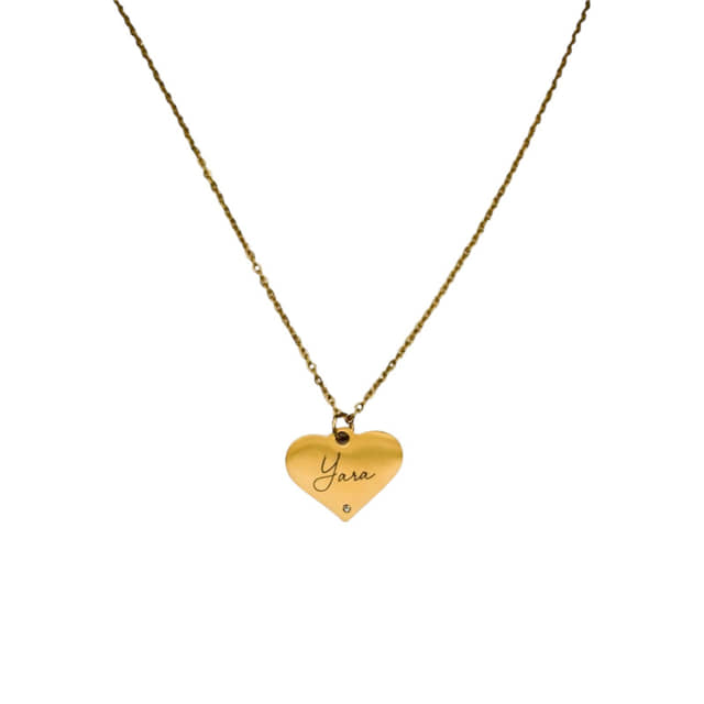 Graveerbare Ketting Hart met Steentje goud