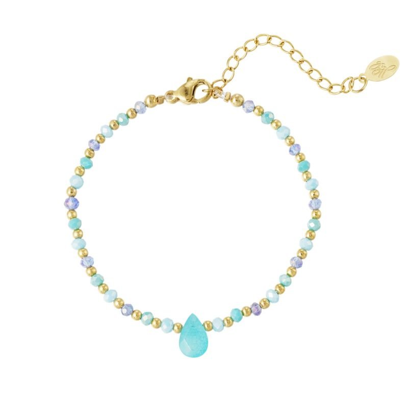 Charlery Kralen Armband met Druppel blauw
