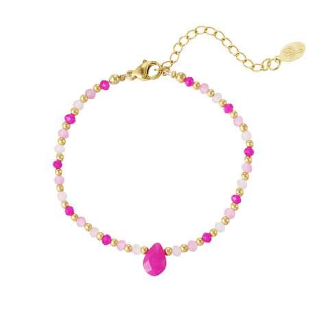 Charlery Kralen Armband met Druppel roze