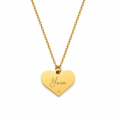 Graveerbare Ketting Hart met Steentje en Naam goud