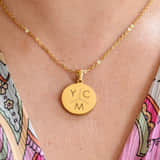 Munt Ketting met 3 Initialen vierkant