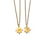 Initialen Ketting Set Puzzelstukjes goud