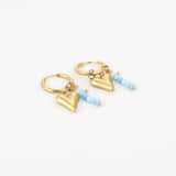 Charlery Oorbellen met Hartje en Kralen blauw