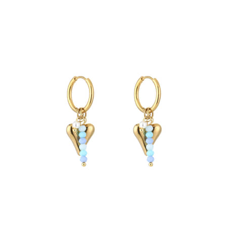 Charlery Oorbellen met Hartje en Kralen blauw