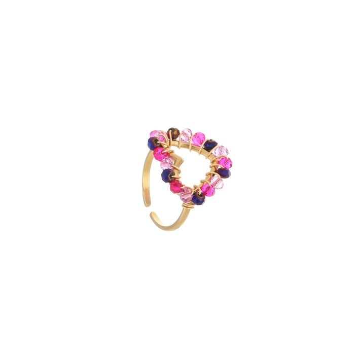 Charlery Ring met Kralen roze