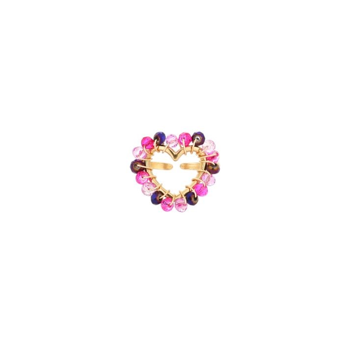 Charlery Ring met Kralen roze