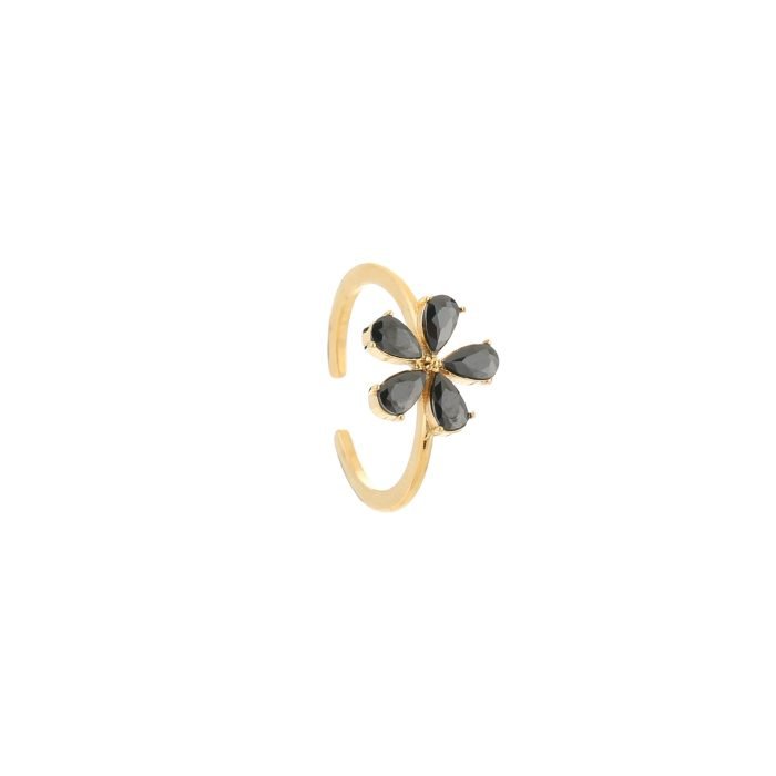 Charlery Ring met zwarte Bloem