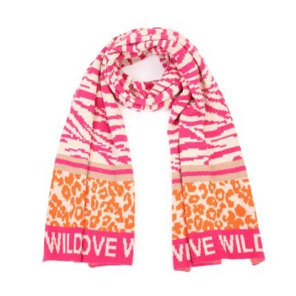 Charlery Sjaal Wild Love roze en oranje