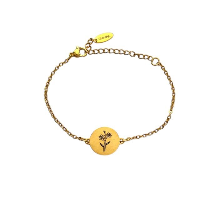 Gegraveerde Armband met Geboortebloem goud