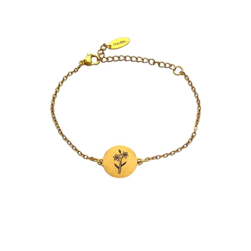 Gegraveerde Armband met Geboortebloem goud