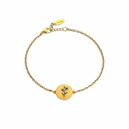 Charlery Graveerbare Armband met Geboortebloem goud