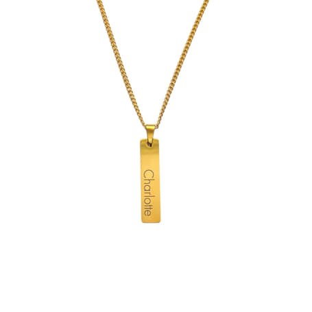 Heren Ketting Bar met Naam goud