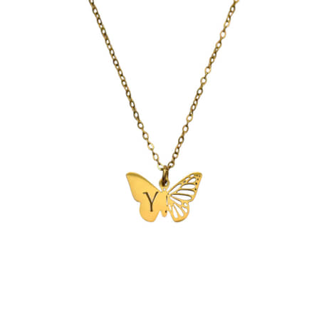 Ketting met Vlinder en Initiaal goud
