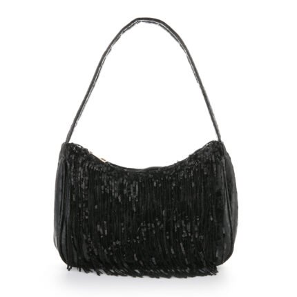 Zwarte Schoudertas met pailletten