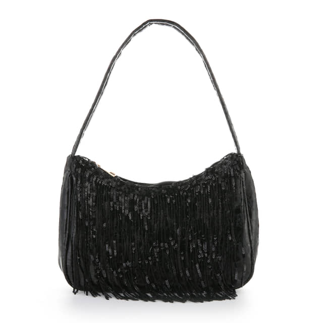 Zwarte Schoudertas met pailletten