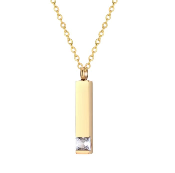 Graveerbare As Ketting met Steentje goud