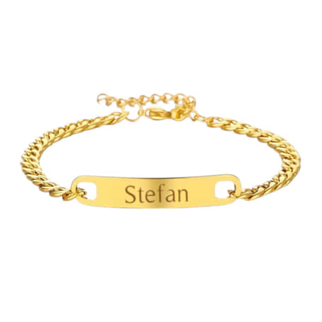 Heren Schakelarmband met Naam goud